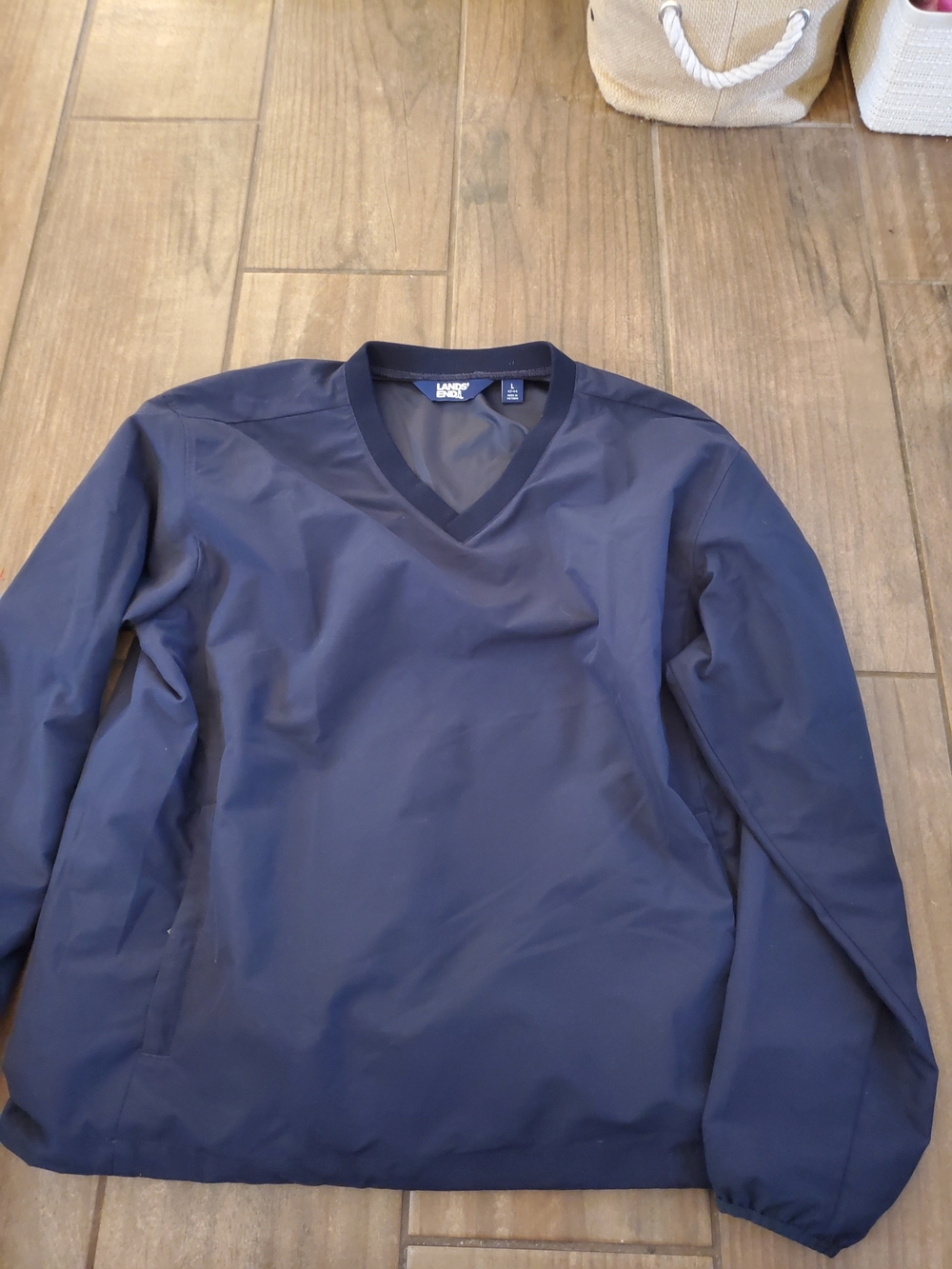 Lands' End Navy V-Neck Windbreaker Pullover